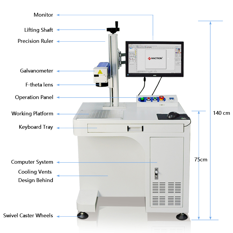 Mactron Fiber Laser Marking Machine System MT-F Series Exploded View